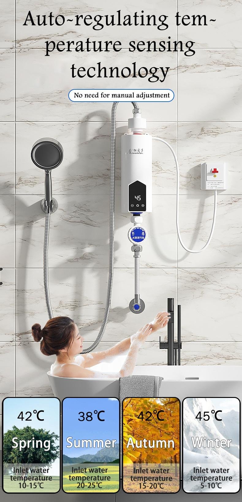 Water Heater Minimalis Shower Heating Sistem 3 detik 3500W Simple
