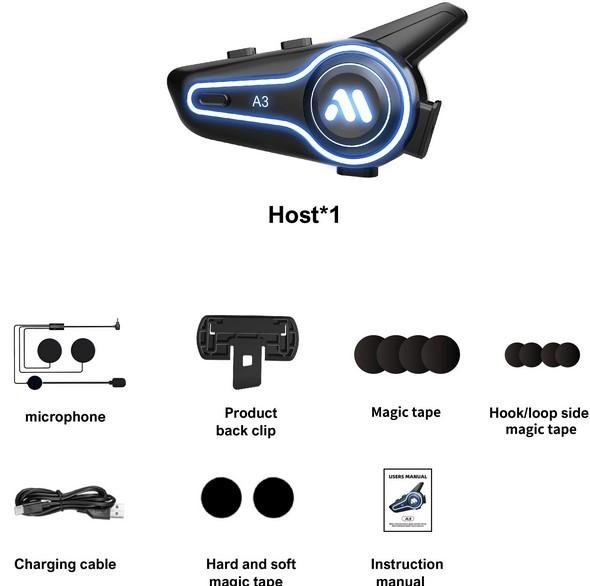 Headset Helm Bluetooth Wireless RGB HIFI IP67 Waterproof Bluetooth 5.4 30 Jam Batre Life Intercom A3 - Image 4