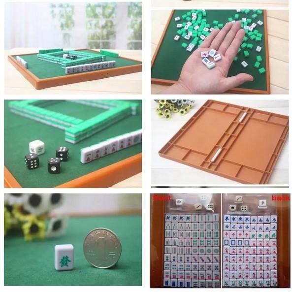 TRAVEL SIZE Mini Mahjong Set Portable Lipat Premium Acrylic Tiles Meja Flanel - Image 2