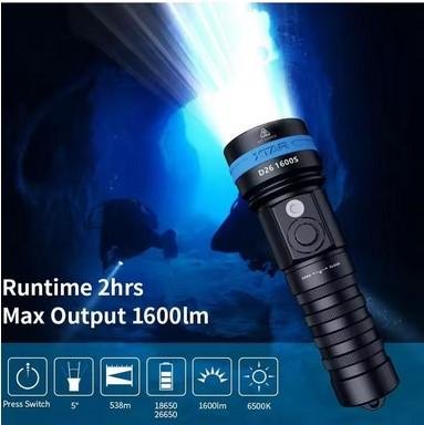 XTAR Senter LED Diving Waterproof D26 1600 Lumens