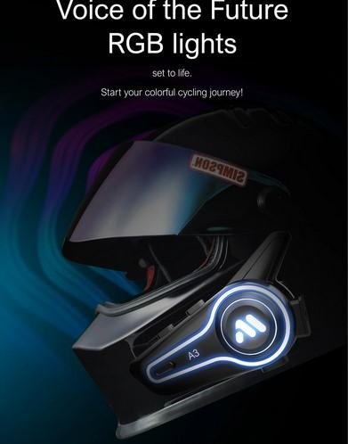 Headset Helm Bluetooth Wireless RGB HIFI IP67 Waterproof Bluetooth 5.4 30 Jam Batre Life Intercom A3 - Image 7