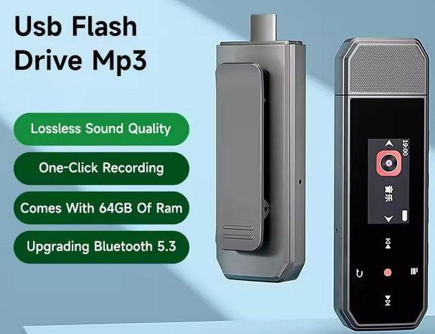 MP3 Digital Audio Player Bluetooth Type C Plug 5.3 with Clip for Sport Touch Pedometer 64Gb - Image 5