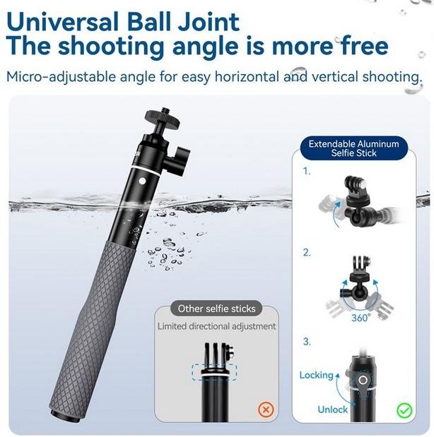 Tongsis Monopod Selfie Stick for GoPro & Smartphone Diving Waterproof - Image 4