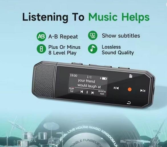 MP3 Digital Audio Player Bluetooth Type C Plug 5.3 with Clip for Sport Touch Pedometer 64Gb - Image 2