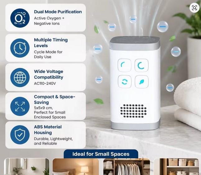 NEW-Mini Air Purifier Ozone Generator Purification Home Bathroom Toilet Deodorizer Pet Deodorizer Air Ionizer US Plug - Image 6