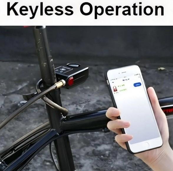 Gembok Sepeda Smart Lock Intrusion Alarm Lock 110 dB Sirene Alarm IP55 Waterproof One-Touch Unlock - Image 2