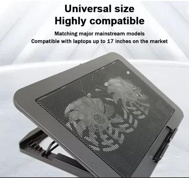 Cooling PAD Air-cooled Cool Wind Gaming Laptop Cooler Ukuran Besar 12-17" untuk Tablet Notebook 2 Kipas 1200 RPM Pendingin Udara Optimal - Image 6