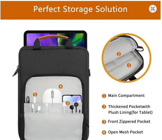 Tas Laptop Tas Selempang Shoulder Bag MacBook Air M1 Case 2023 New M2 13 inch Laptop Bag for iPad Air 5 Pro 12.9 11 10th Gen S9 8 7 Plus - Image 3