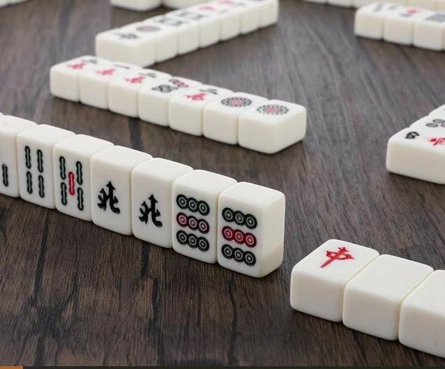 Mahjong Portable Wooden Box Set Meja Game Indoor Antik Kulit Imitasi 39x30x6cm - Image 4