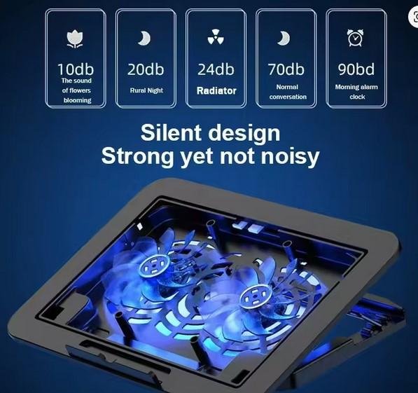Cooling PAD Air-cooled Cool Wind Gaming Laptop Cooler Ukuran Besar 12-17" untuk Tablet Notebook 2 Kipas 1200 RPM Pendingin Udara Optimal - Image 4