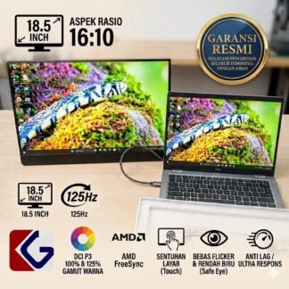 Portable Monitor Gaming 18.5 Inch WUXGA 125Hz Double Speaker 3D Immersive USB C HDMI Laptop PS5 XBOX Mini PC PC Handphone Macbook Ipad Garansi 1 Tahun
