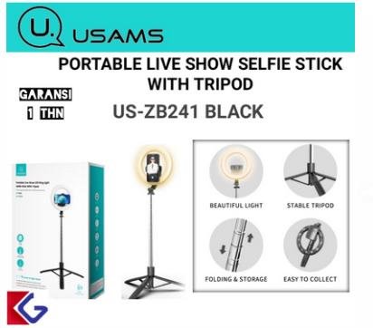 PORTABLE LIVE SHOW SELFIE STICK WITH TRIPOD GARANSI ORI USAMS USZB241