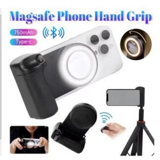 Magnetic Phone Handle Grip with Detachable Bluetooth Remote Shutter with Fill Light