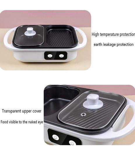 Panci Listrik Premium 2in1 Shabu Pot Hotpot BBQ Grill Stainless Steel Anti Lengket Die Cast Dual Control Low Watt Knop Lebih Praktis - Image 9