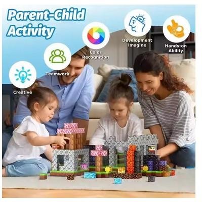 Mainan Anak Balok Magnetik Blok Susun Edukatif Tanpa Baut Asah Kreativitas Imajinasi Anak 100 pieces - Image 2
