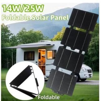 Portable  Power Bank Tenaga Matahari Solar Panel Travel Foldable Tas Siaga 14W 5V Port USB dan Type C