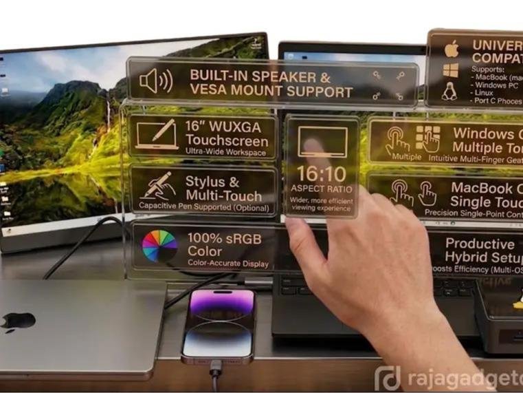 Portable Monitor Gaming 16-18 Inch 165Hz 144Hz 125 Hz Touchscreen Flicker Free , Low Blue WUXGA FHD 2K 4K IPS HDMI Tipe C Komputer Laptop Layar Garansi TS Mac OS Windows