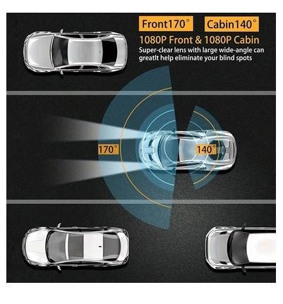Kamera Mobil DashCamMobil Front And Inside,3.16inchdash Cam 1080P G Sensor HD Night Vision Loop Recording Wide Angle Car DVR - Image 6
