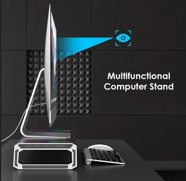 Meja Laptop Monitor Stand Waterproof dng 4 Port USB dan Stand HP Lampu - Image 4