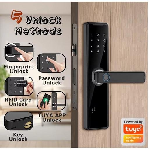 Smart Door Lock App Bluetooth Fingerprint Password Wifi Electronic Smart Door Lock With Biometric Fingerprint / Smart Card / Password / Key Unlock/ USB Emergency Charge