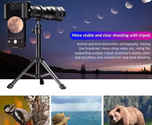 Lensa Telephoto Lens Series HD 36X 40X 60X Phone Camera Zoom Monocular SelfieTripod With Remote - Image 3