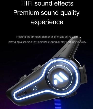 Headset Helm Bluetooth Wireless RGB HIFI IP67 Waterproof Bluetooth 5.4 30 Jam Batre Life Intercom A3 - Image 5