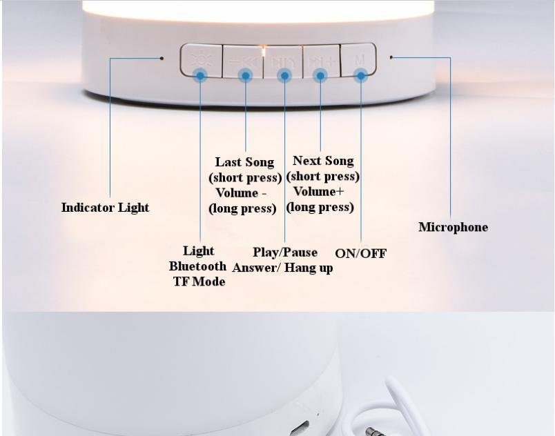 PORTABLE SPEAKER LV 2016 PLUS BLUETOOTH TOUCH LAMP LAMPU TIDUR LED ORI - Image 5