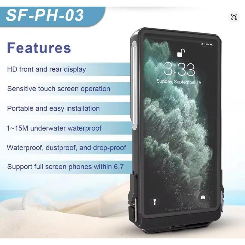 Seafrogs 15m WaterProof Diving Case Universal Waterproof Phone Case Cover For Under 7'' Iphone Samsung Xiaomi etc - Image 4