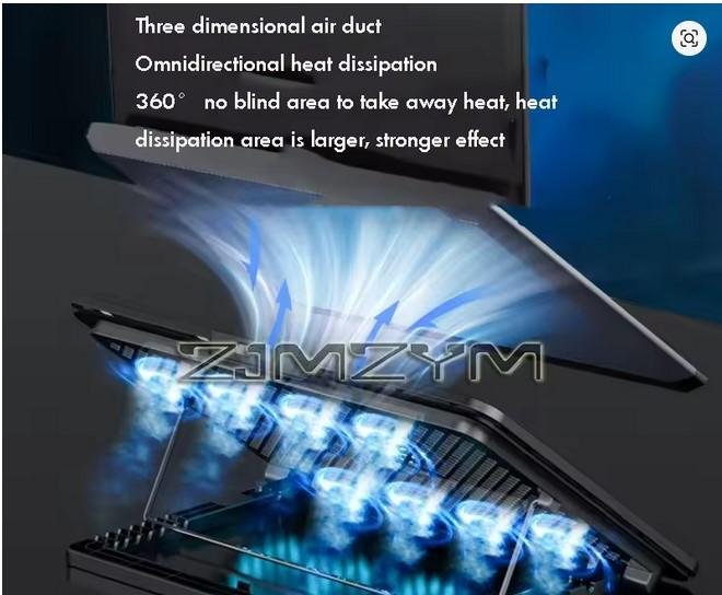 Cooling Pad dengan 8 Kipas Dual USB Port Lipat Cooler Base Notebook Stand Kecepatan Adjustable untuk Penyejukan Panas - Image 4
