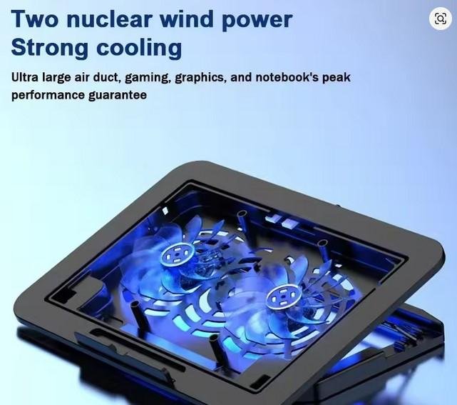 Cooling PAD Air-cooled Cool Wind Gaming Laptop Cooler Ukuran Besar 12-17" untuk Tablet Notebook 2 Kipas 1200 RPM Pendingin Udara Optimal - Image 2