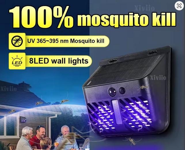 Lampu Teras Outdoor LED 2 in 1 UV Mosquito Killer Solar Panel 800 Mah Waterproof