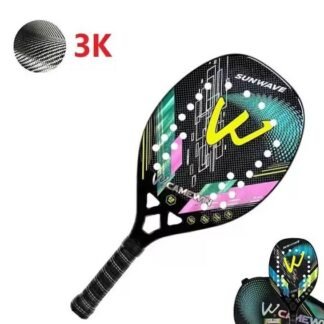 Padel Racket Full Carbon Raket Padel Round Beginner Pemula 3k Fiber Rough Surface Outdoor Sports Racket For Men Women Adult
