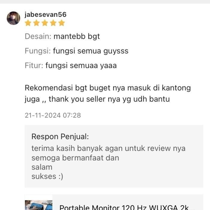 Portable Monitor Gaming 15.6 16 18.5 Inch IPS WUXGA 2k Touchscreen HDMI Type C untuk Windows Mac OS HP MHL - Image 6