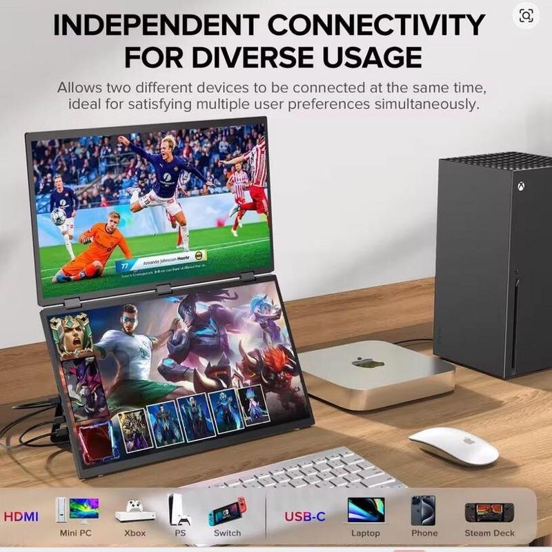 Portable Monitor Triple screen 15.6 Inch Dual Display 1 one Cable C Windows Mac OS HDMI IPS 100%SRGB Vesa Mount Gaming displays for PS5/4/3 Switch XBox Laptop Macbook - Image 5