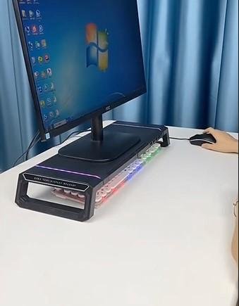 Meja Laptop Monitor Stand Waterproof dng 4 Port USB dan Stand HP Lampu - Image 3