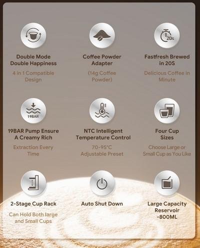 Capadeli Mesin Kopi Espresso Capsule Coffee Maker Machine 800 ML - Image 6