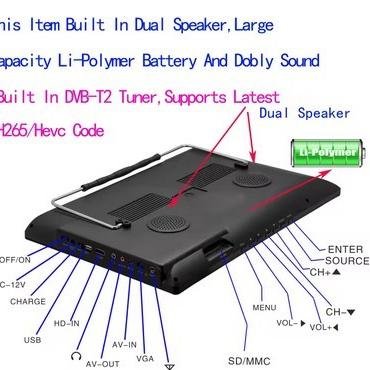 Portable TV Monitor 5 7 10 12 14 15 Inch HDMI VGA RCA USB Movie - Image 3