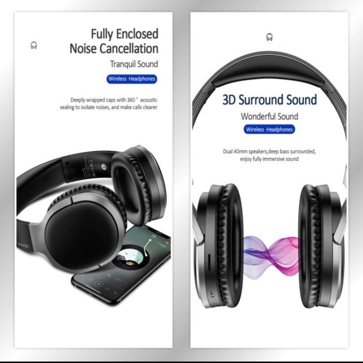 usams headphone bluetooth wireless YN001 Headset Noise Cancelling - Image 3