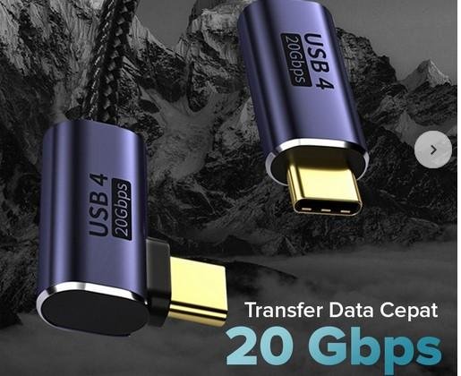 SUDOLE Kabel Monitor Thunderbolt USB Port USB C to C PD 4.0 20Gbps 4K 8K 30Hz Transfer Data Cepat 20 Gbps & Transmisi Video Resolusi 8K
