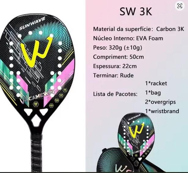 Raket Padel Racket Professional Teardrops Carbon Fiber Soft EVA High quality - Image 4