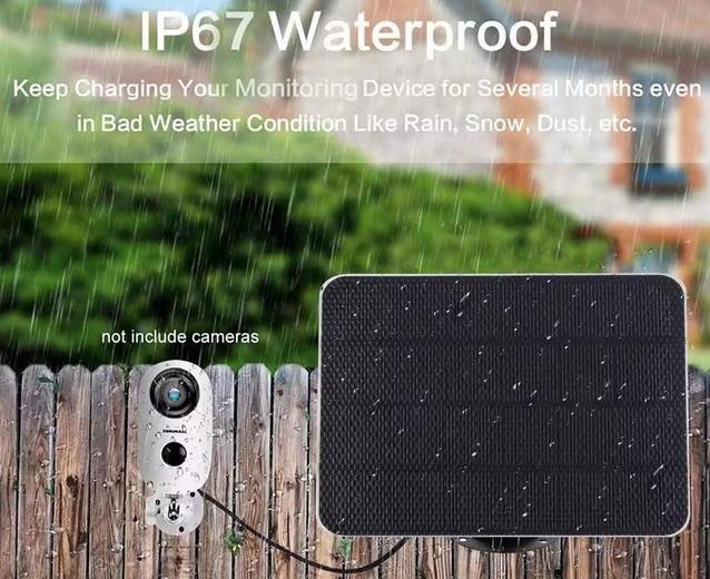 Solar Panel Charger Portable Power Monocrystalline For CCTV Doorbell 3W