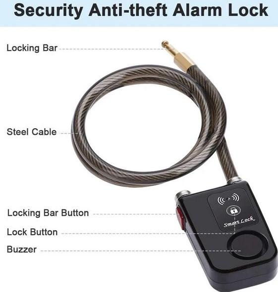 Gembok Sepeda Smart Lock Intrusion Alarm Lock 110 dB Sirene Alarm IP55 Waterproof One-Touch Unlock - Image 6