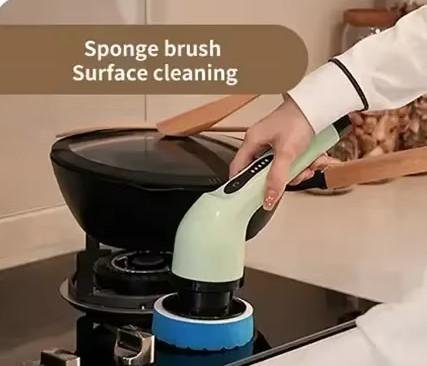 Sikat Pembersih Elektrik Multifungsi Kamar Mandi Meja Dapur Kaca Spin Scrubber Cordless - Image 5