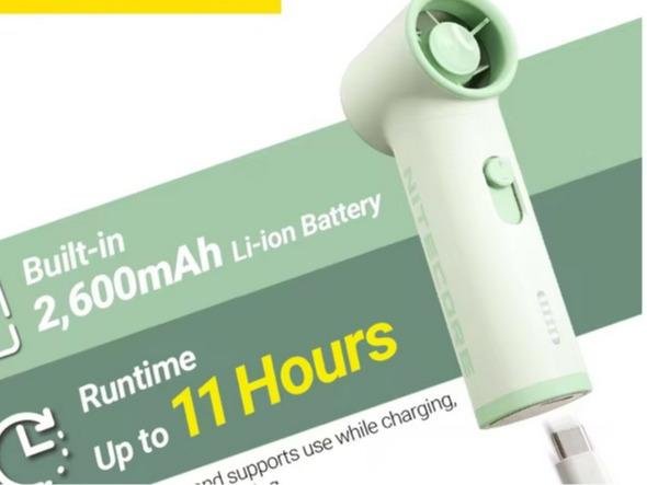 Kipas Angin Mini HandHeld Portable 5 Speed Level 2600mAh Nitecore Fan Pocket