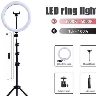 Paket Lengkap Ring Light LED 33 CM Plus Tripod 2,1M Holder HP Ring Light Live Streaming Lampu Make Up Vlog