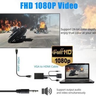 Kabel Adapter Converter VGA Male ke HDMI 1080P dengan Audio