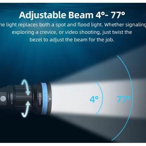 XTAR D40 ZOOM Diving Flashlight Adjustable Beam Dive Light Focus 1600LM Rechargeable USB-C Rechargeable Compact - Image 4