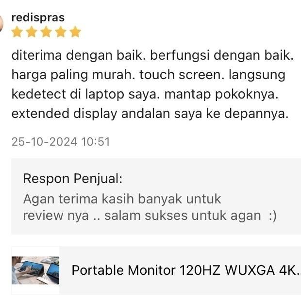 Portable Monitor Gaming 15.6 16 18.5 Inch IPS WUXGA 2k Touchscreen HDMI Type C untuk Windows Mac OS HP MHL - Image 7