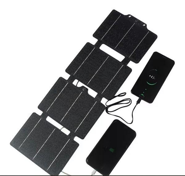 Portable Power Bank Tenaga Matahari Solar Panel Travel Foldable Tas Siaga 14W 5V Port USB dan Type C - Image 3